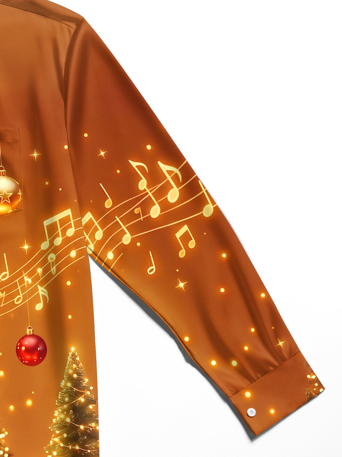 Oceanlyte Men's Graphic Christmas Guitar Print Long Sleeve Shirt with Chest Pocket