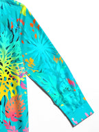 Oceanlyte Men's Hawaiian Tropical Leaves And Flowers Print Long Sleeve Shirt with Chest Pocket