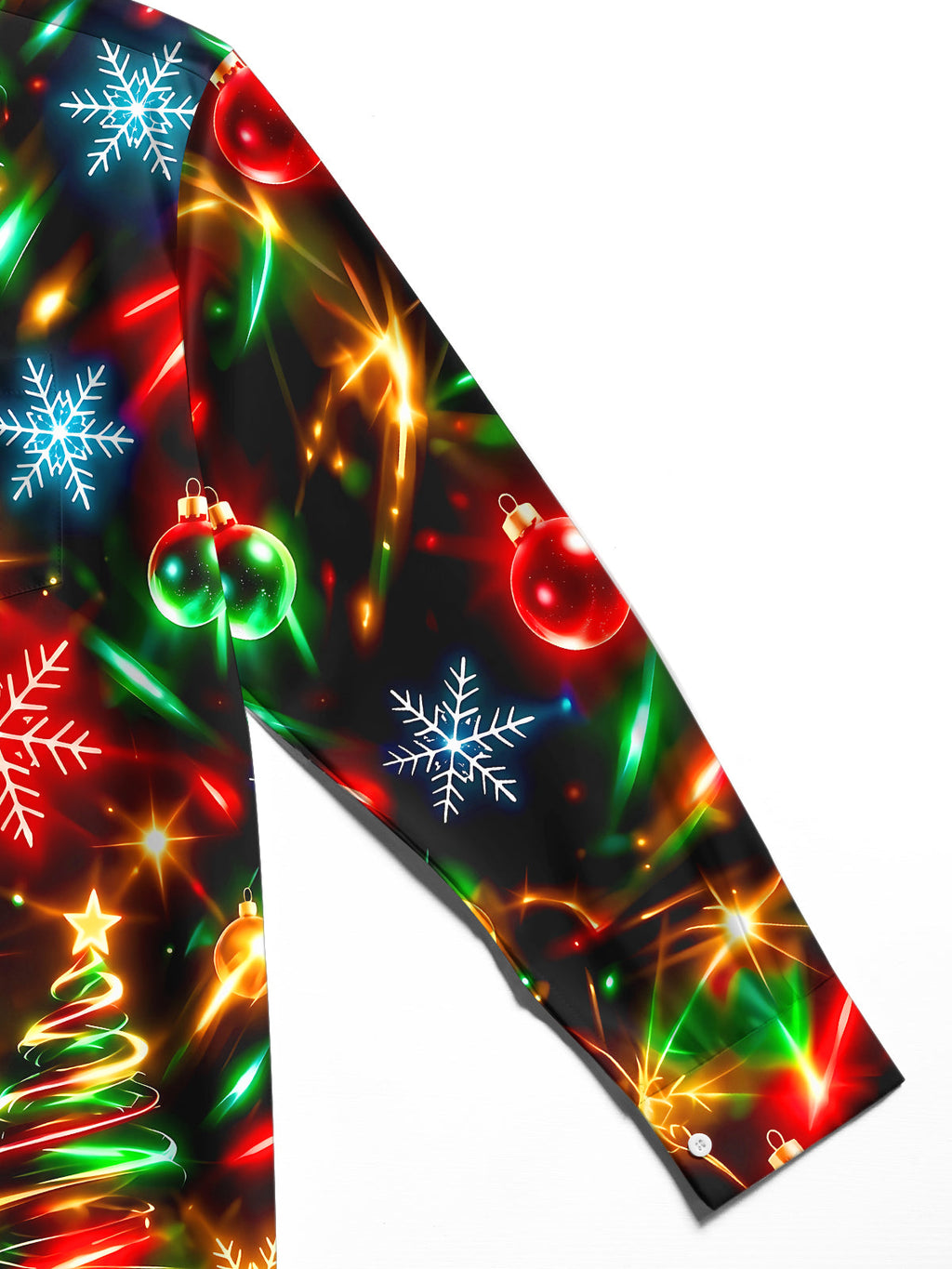 Oceanlyte Men's Printed Christmas Trees And Ornaments Print Long Sleeve Shirt with Chest Pocket