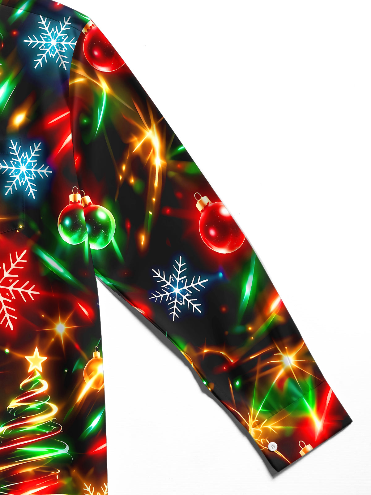 Oceanlyte Men's Printed Christmas Trees And Ornaments Print Long Sleeve Shirt with Chest Pocket
