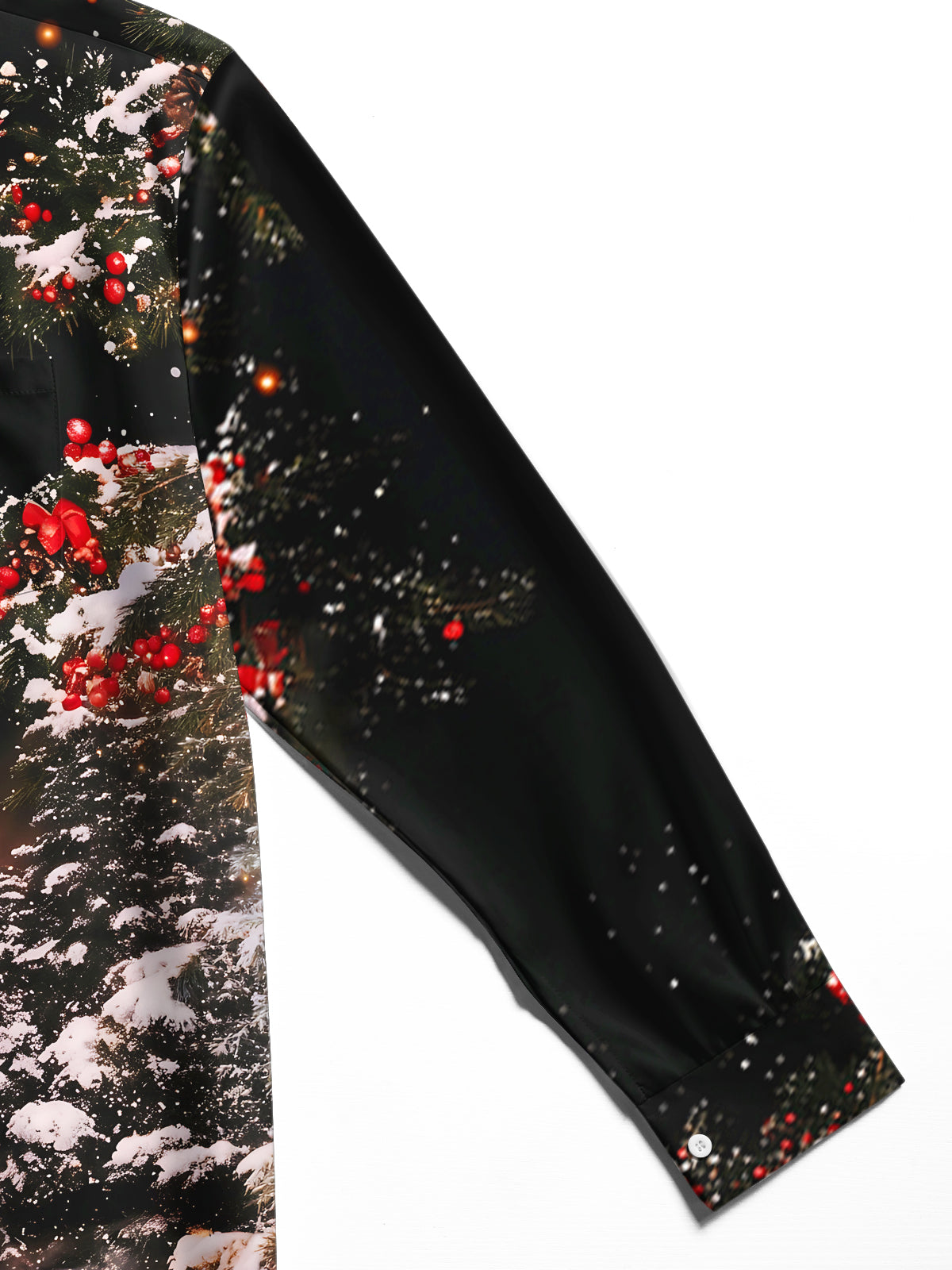 Oceanlyte Men's Long Sleeve Shirt - Christmas Winter Reindeer And Snowy Cabin Scene Print with Chest Pocket