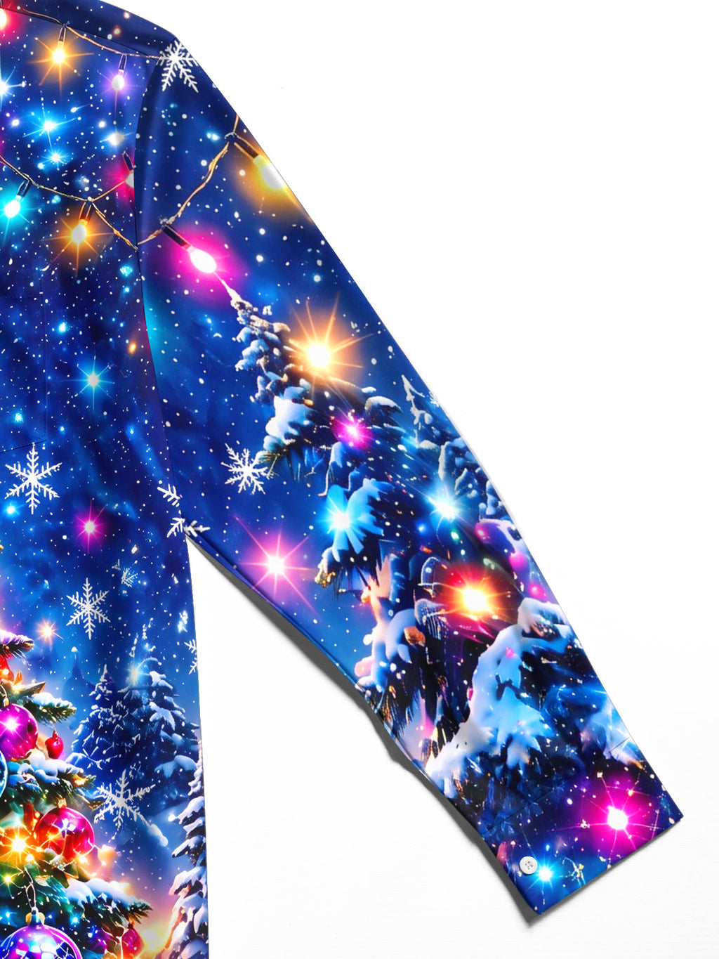 Oceanlyte Men's Christmas Tree With Ornaments And Gifts Print Long Sleeve Shirt with Chest Pocket