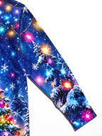Oceanlyte Men's Christmas Tree With Ornaments And Gifts Print Long Sleeve Shirt with Chest Pocket
