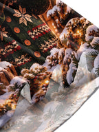 Oceanlyte Men's Long Sleeve Shirt - Christmas Brown Bear Playing Trumpet In Winter Scene Print with Chest Pocket