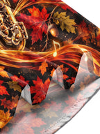 Oceanlyte Men's Saxophone And Autumn Leaves Print Long Sleeve Shirt with Chest Pocket
