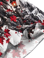 Oceanlyte Men's Graphic Halloween Crow Print Long Sleeve Shirt with Chest Pocket