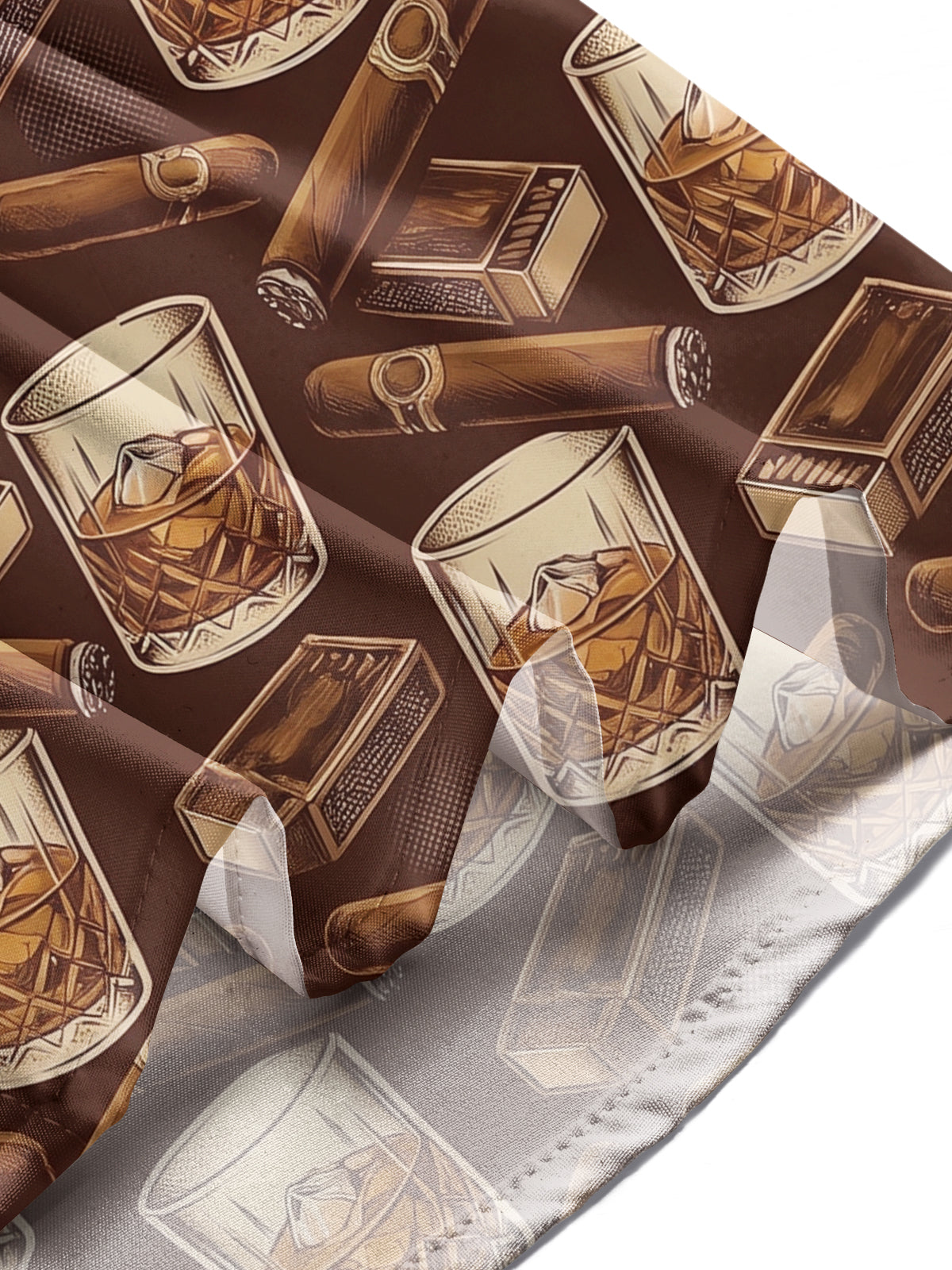 Oceanlyte Men's Hawaiian Whiskey Glasses With Ice Cubes Print Long Sleeve Shirt with Chest Pocket