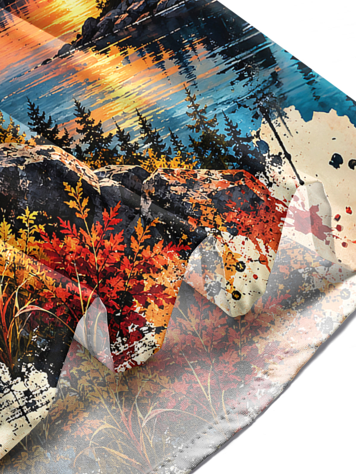 Oceanlyte Men's Graphic Mountain Sunset Landscape Print Long Sleeve Shirt with Chest Pocket