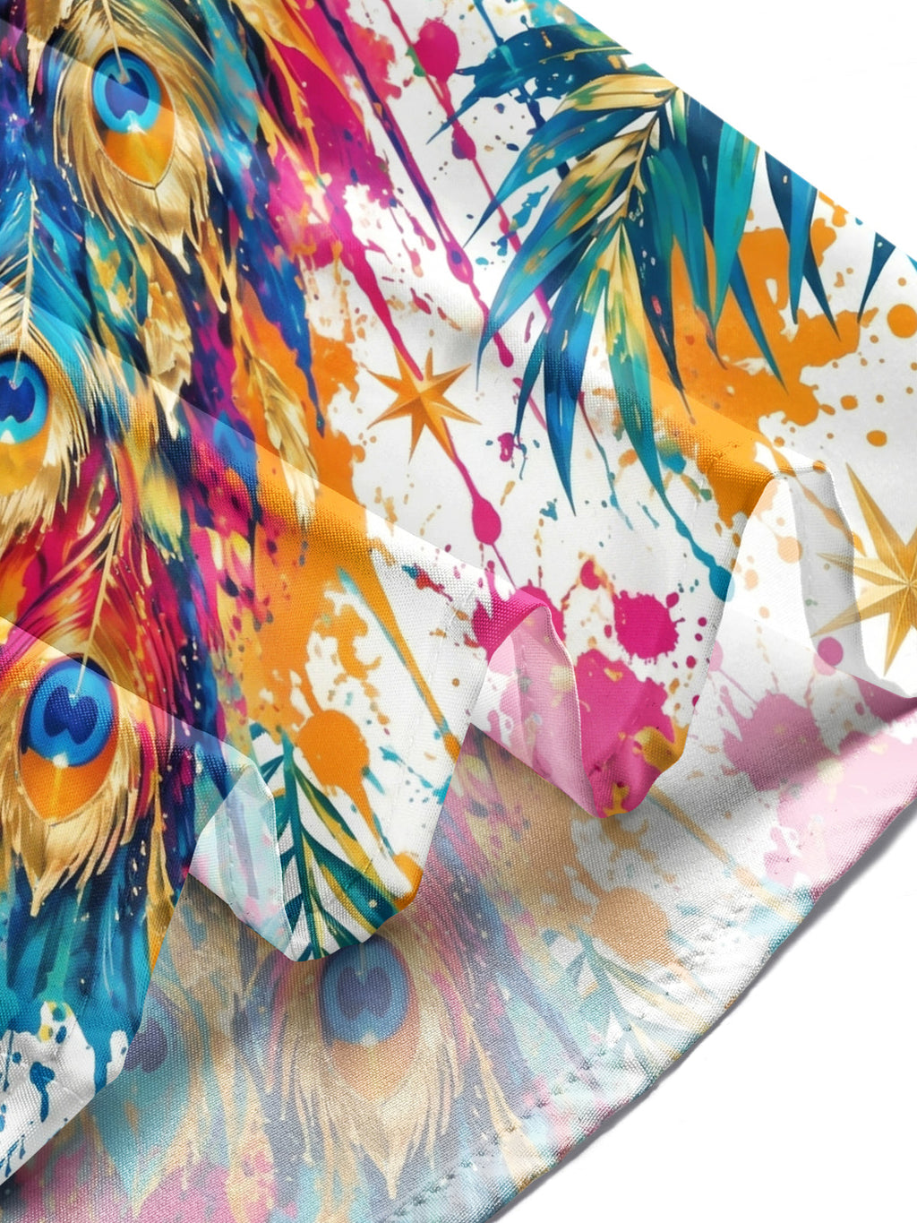 Oceanlyte Men's Hawaiian Peacock And Palm Leaves Print Long Sleeve Shirt with Chest Pocket