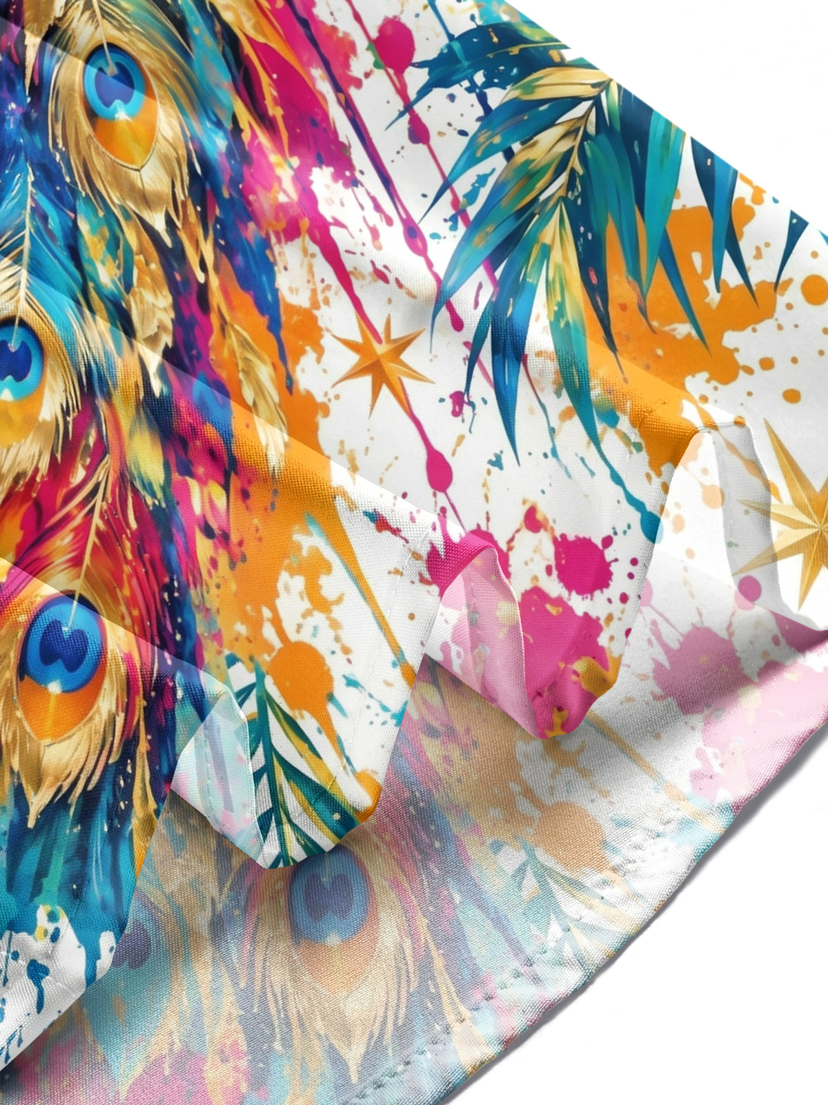 Oceanlyte Men's Hawaiian Peacock And Palm Leaves Print Long Sleeve Shirt with Chest Pocket