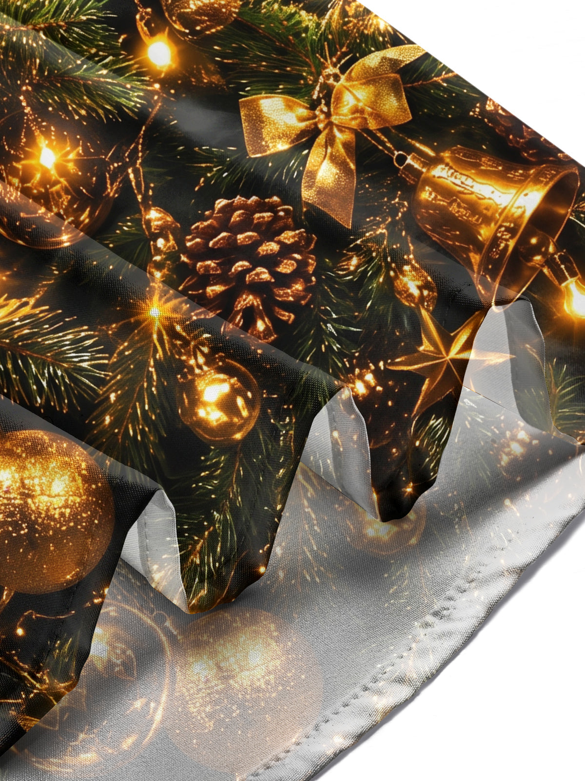 Oceanlyte Men's Christmas Pine Bells And Ornaments Print Long Sleeve Shirt with Chest Pocket