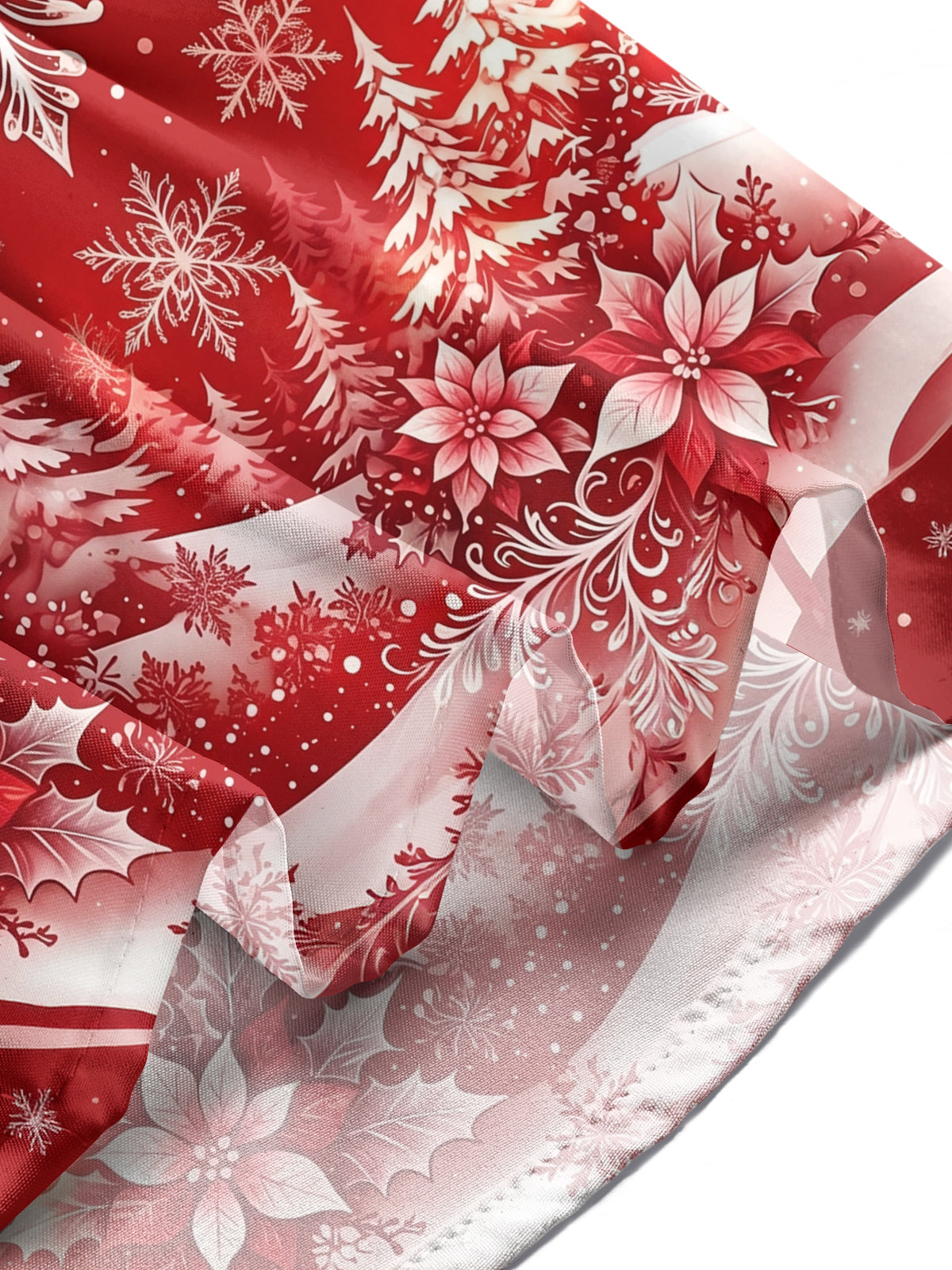 Oceanlyte Men's Christmas Snowflakes And Poinsettias Print Long Sleeve Shirt with Chest Pocket