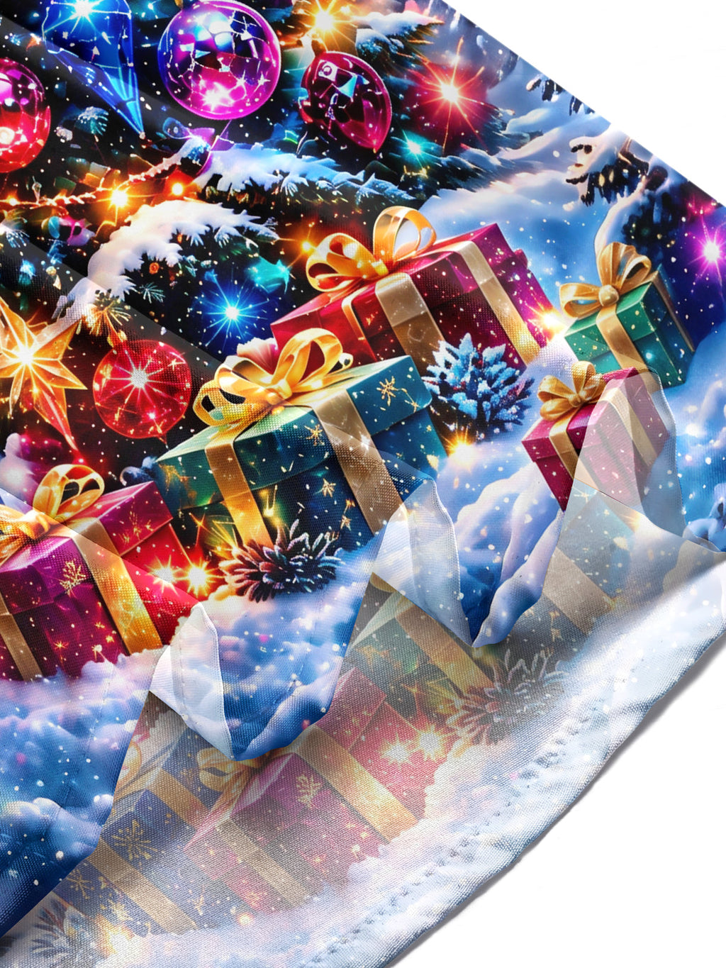 Oceanlyte Men's Christmas Tree With Ornaments And Gifts Print Long Sleeve Shirt with Chest Pocket