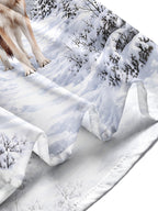 Oceanlyte Men's Printed Wolf In Snowy Forest Print Long Sleeve Shirt with Chest Pocket