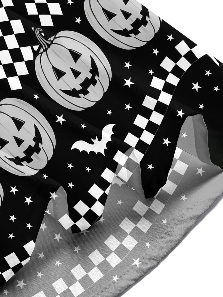 Oceanlyte Men's Graphic Halloween Skulls Print Short Sleeve Shirt with Chest Pocket