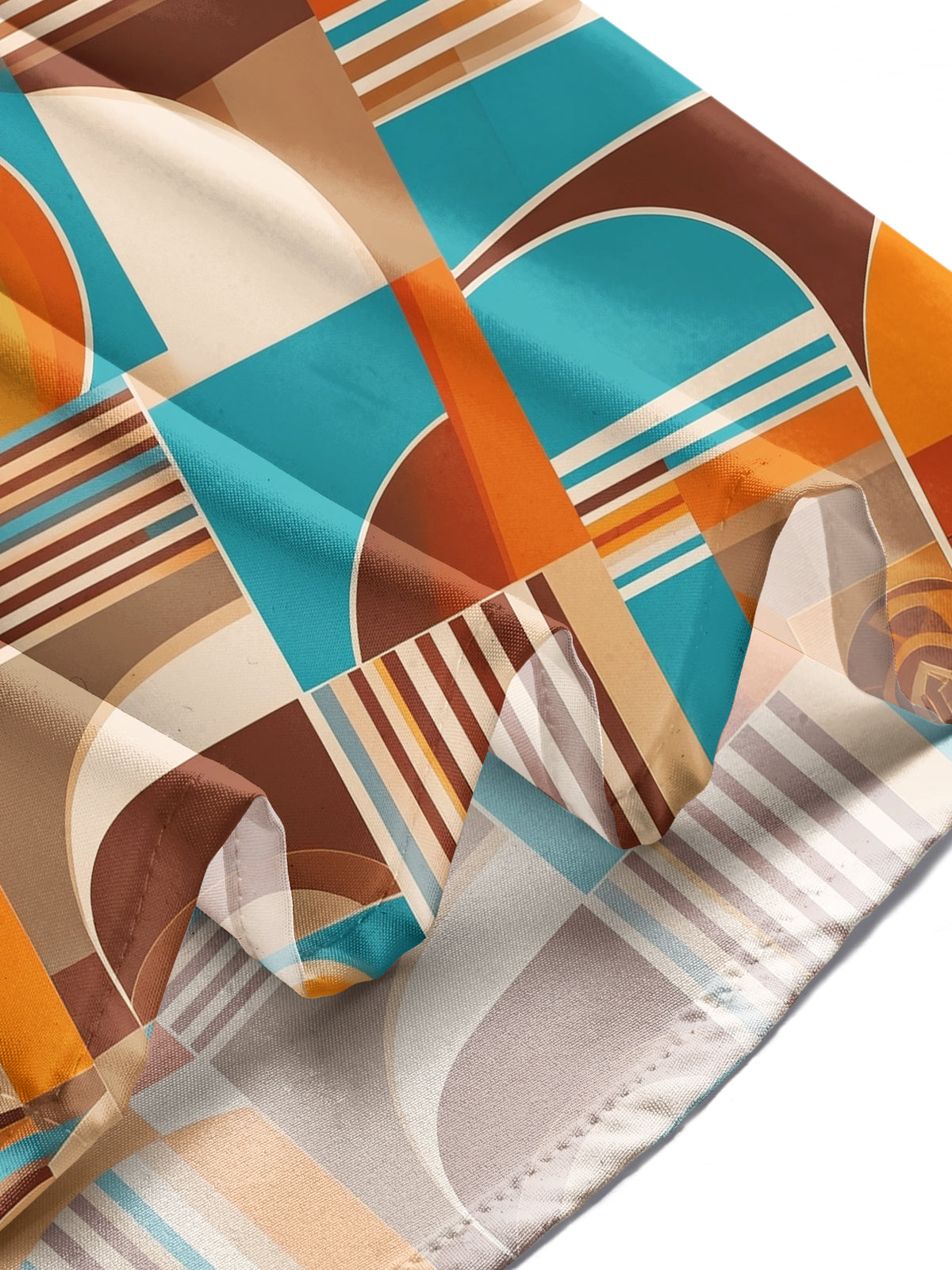 Oceanlyte Men's Retro Geometric Circles And Stripes Print Long Sleeve Shirt with Chest Pocket