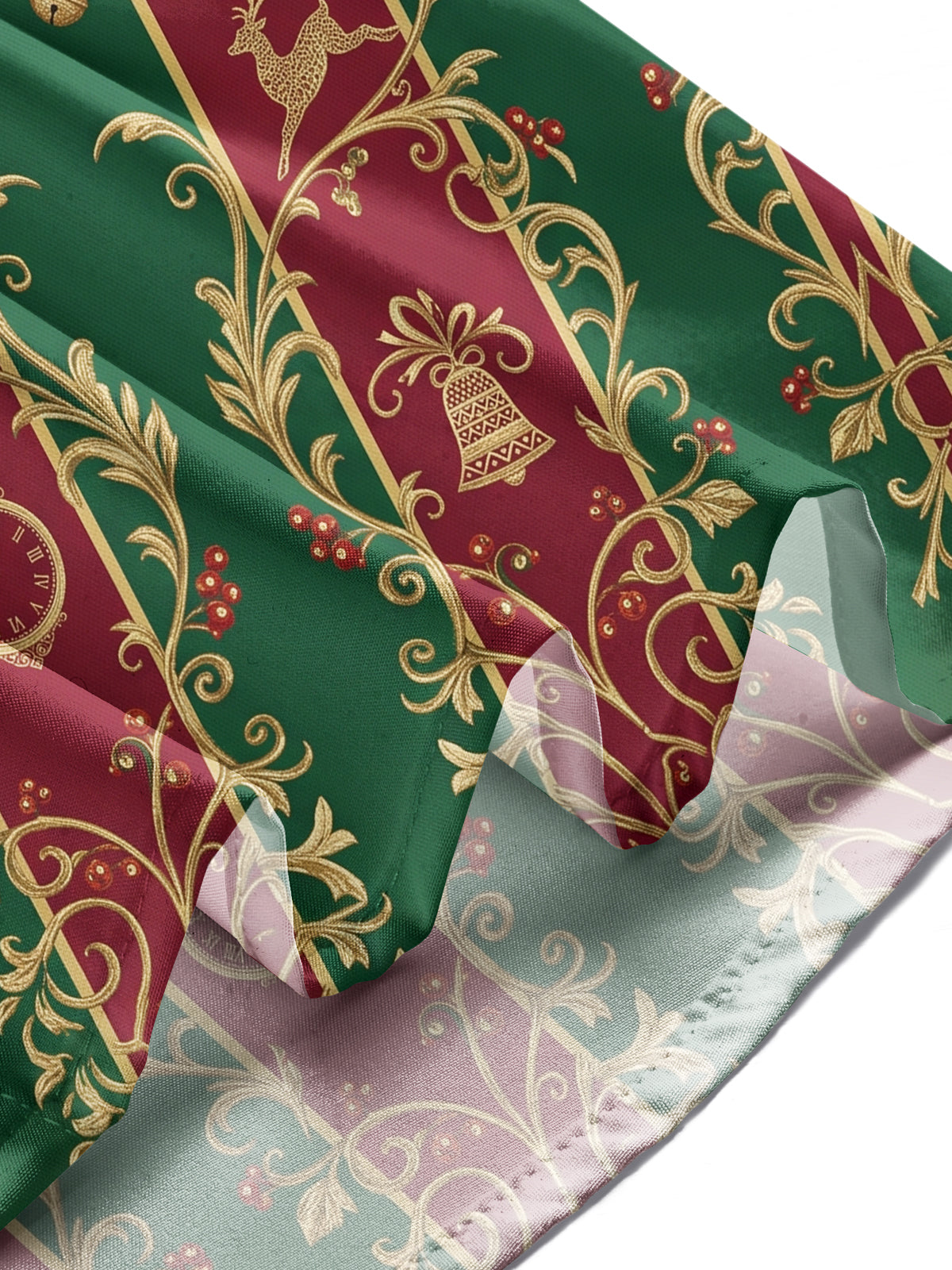 Oceanlyte Men's Long Sleeve Shirt - Christmas Nutcracker Reindeer Sleigh And Clock Motif Print with Chest Pocket