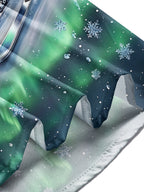 Oceanlyte Men's Skiing Person And Snowflakes Print Long Sleeve Shirt with Chest Pocket