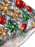 Oceanlyte Men's Printed Christmas Trees And Ornaments Print Long Sleeve Shirt with Chest Pocket
