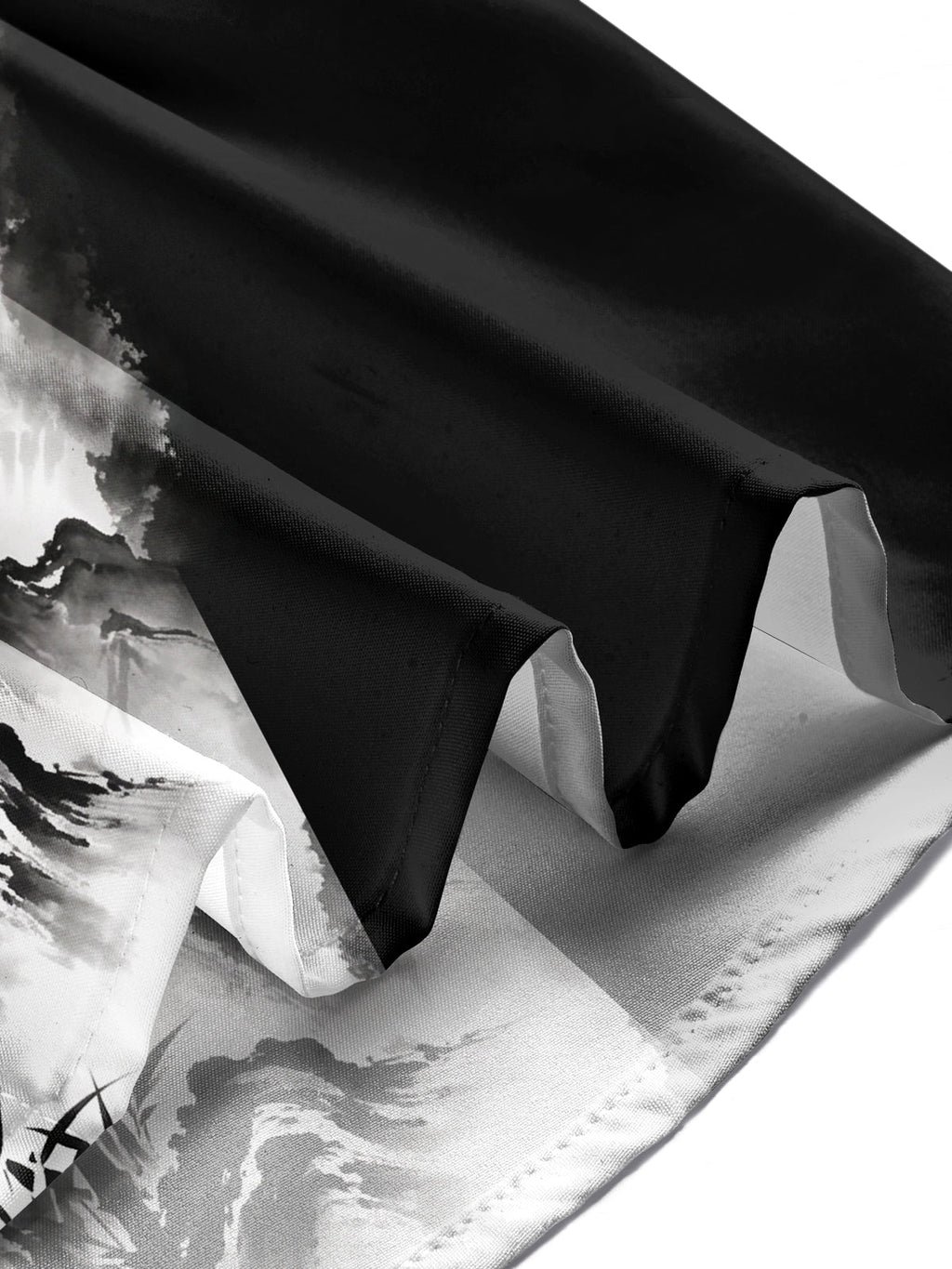Oceanlyte Men's Ink Painting Bamboo And Mountains Print Long Sleeve Shirt with Chest Pocket
