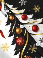 Oceanlyte Men's Christmas Tree With Ornaments And Holly Print Long Sleeve Shirt with Chest Pocket