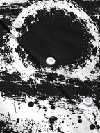 Oceanlyte Men's Abstract Black And White Ink Splatter Print Long Sleeve Shirt with Chest Pocket