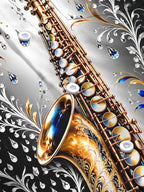 Oceanlyte Men's Graphic Saxophone And Floral Diamond Pattern Long Sleeve Shirt with Chest Pocket
