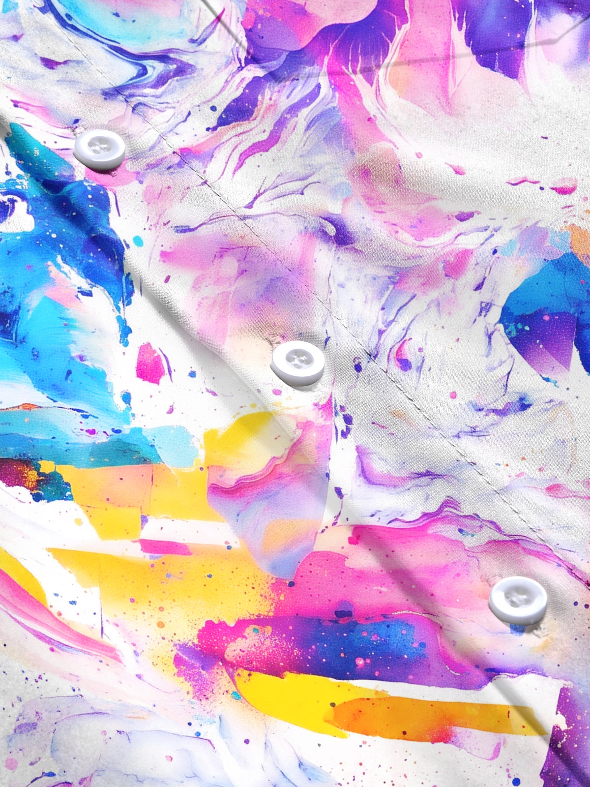 Oceanlyte Men's Abstract Watercolor Splashes And Swirls Print Long Sleeve Shirt with Chest Pocket