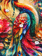 Oceanlyte Men's Hawaiian Peacock Bird Print Floral Pattern Long Sleeve Shirt with Chest Pocket