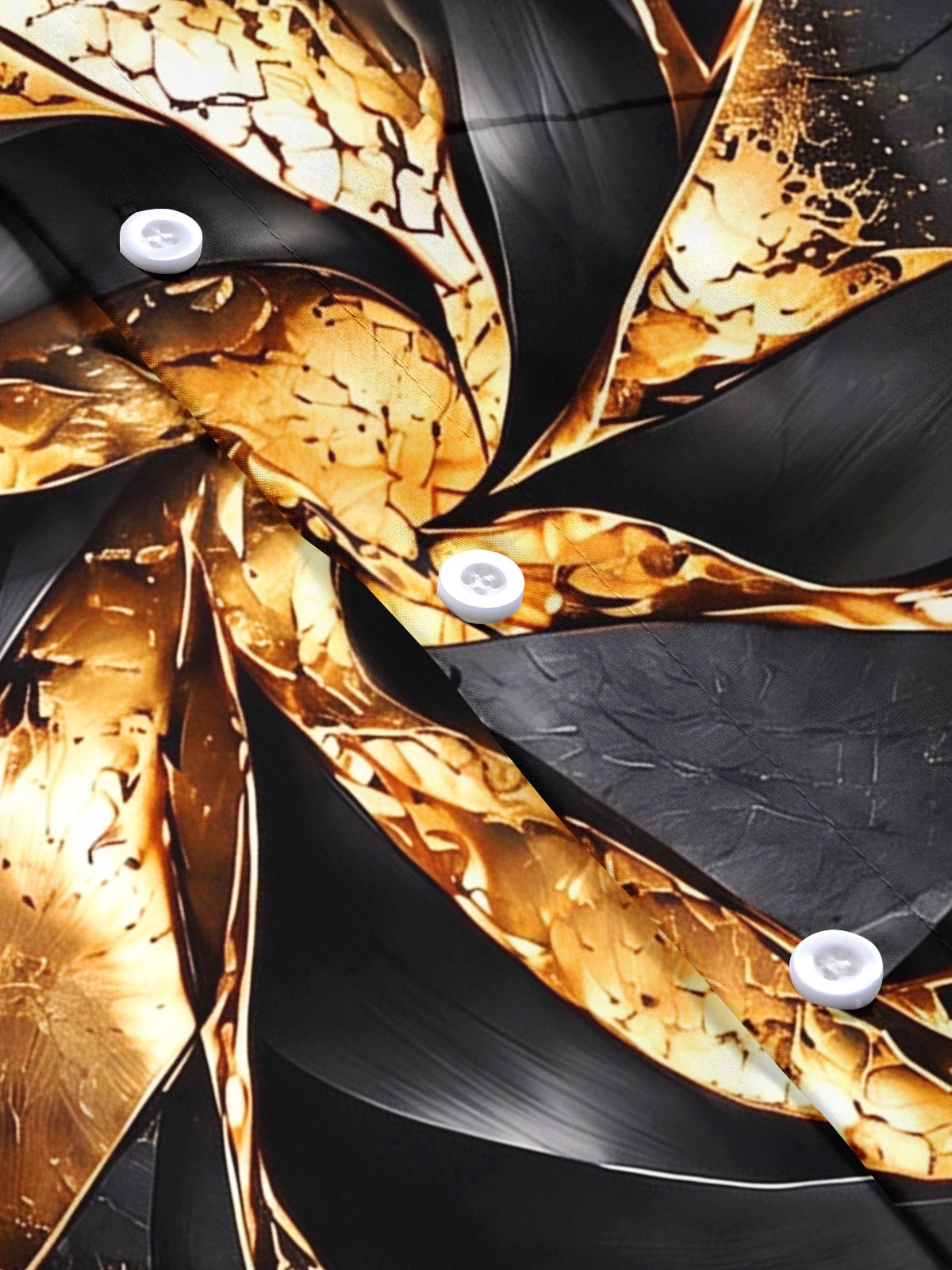 Oceanlyte Men's Short Sleeve Shirt - Abstract Geometric Swirl With Gold And Black Textures Print with Chest Pocket