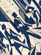 Oceanlyte Men's Printed Geometric City Skyline Print Long Sleeve Shirt with Chest Pocket