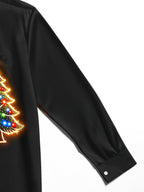 Oceanlyte Men's Graphic Christmas Tree Print Long Sleeve Shirt with Chest Pocket