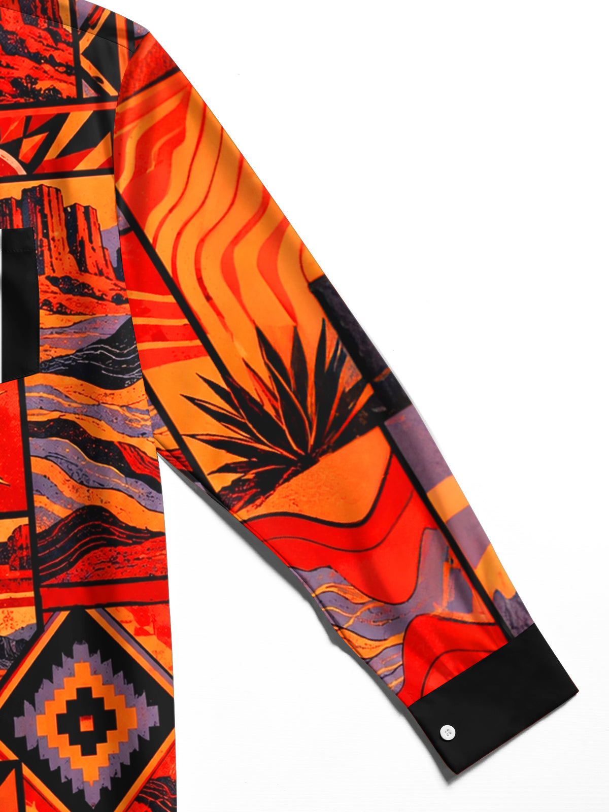 Oceanlyte Men's Desert Landscape With Agave Plants Print Long Sleeve Shirt with Chest Pocket