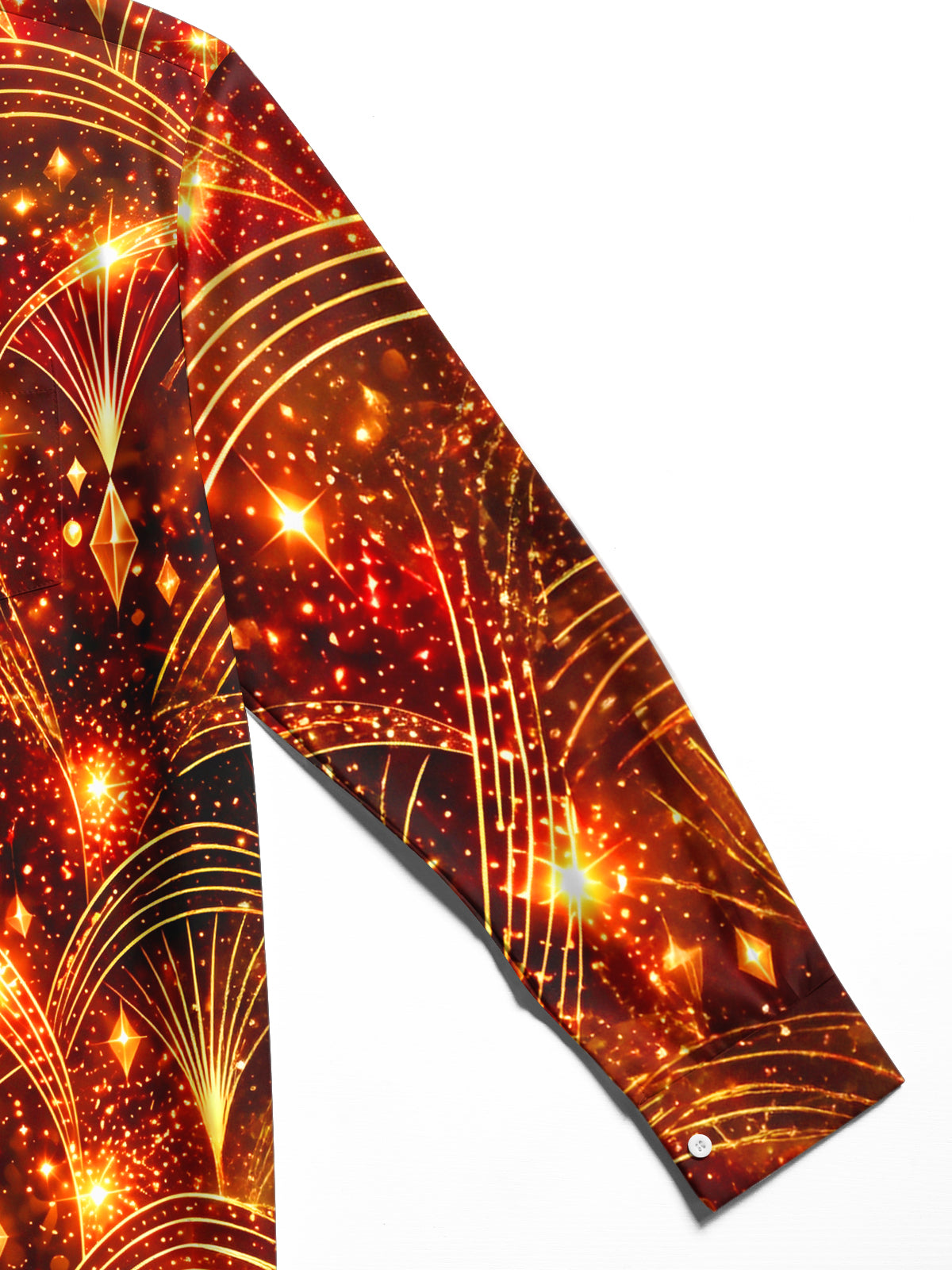 Oceanlyte Men's Long Sleeve Shirt - Art Deco Geometric Fan Patterns And Sparkles Print with Chest Pocket