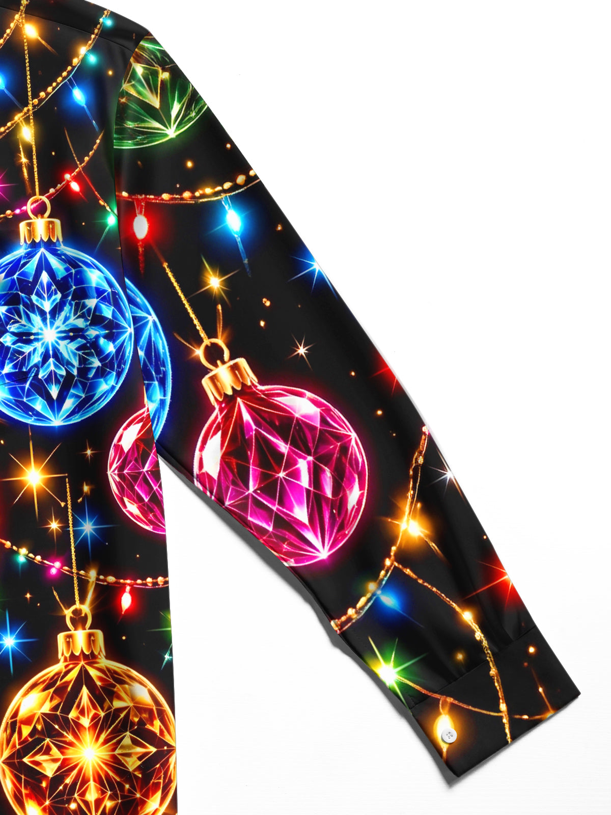 Oceanlyte Men's Graphic Christmas Ornaments And Lights Print Long Sleeve Shirt with Chest Pocket