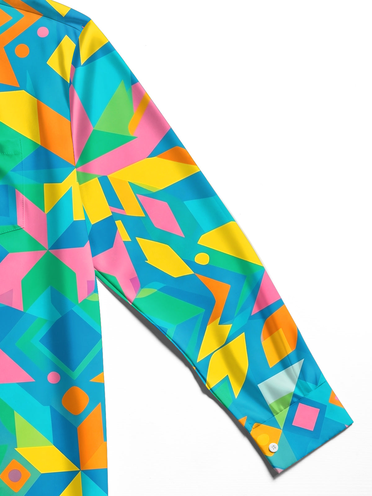 Oceanlyte Men's Printed Colorful Geometric Shapes Print Long Sleeve Shirt with Chest Pocket