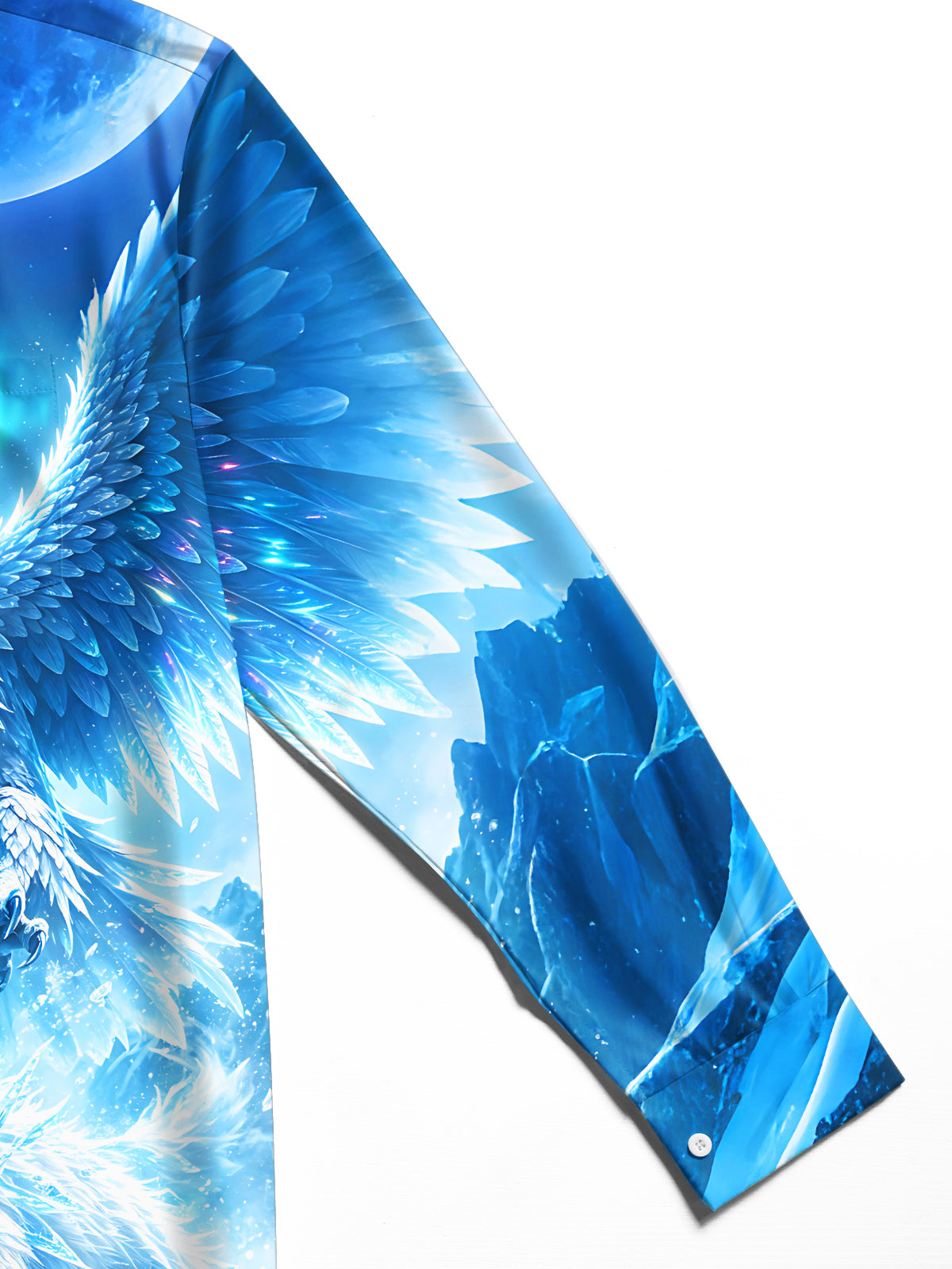 Oceanlyte Men's Graphic Ice Eagle Print Snow Wolf Print Long Sleeve Shirt with Chest Pocket