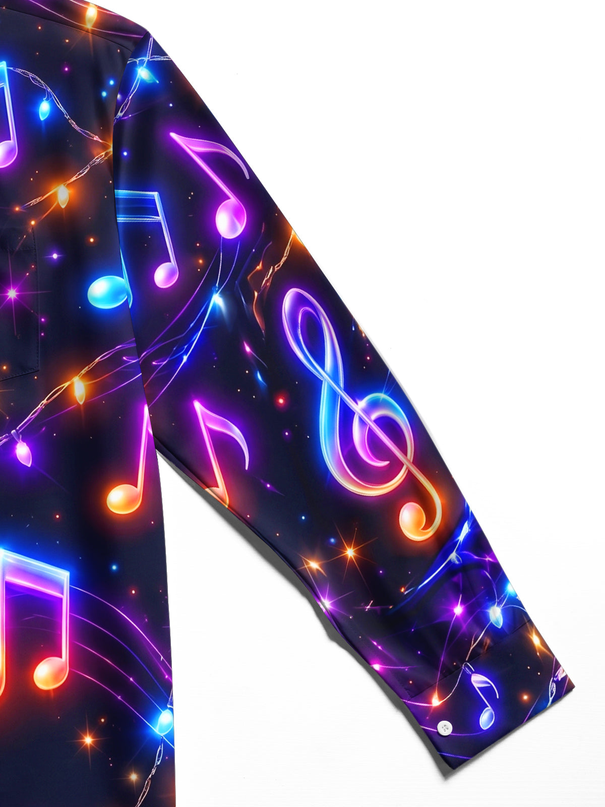 Oceanlyte Men's Graphic Music Notes And Treble Clefs Print Long Sleeve Shirt with Chest Pocket