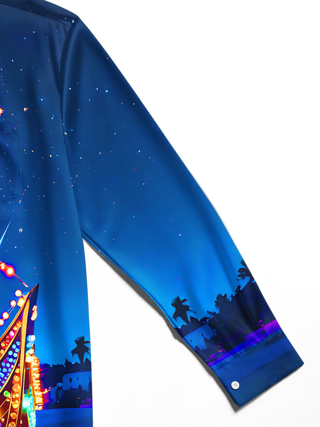 Oceanlyte Men's Graphic Glowing Ship Print Long Sleeve Shirt with Chest Pocket