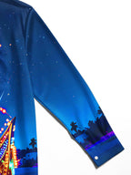 Oceanlyte Men's Graphic Glowing Ship Print Long Sleeve Shirt with Chest Pocket