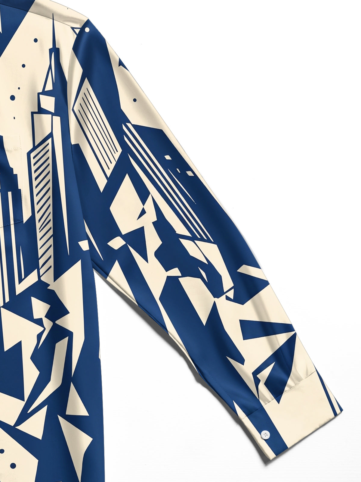 Oceanlyte Men's Printed Geometric City Skyline Print Long Sleeve Shirt with Chest Pocket