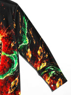 Oceanlyte Men's Long Sleeve Shirt - Vintage Microphone With Green Energy And Gold Crystals Print with Chest Pocket