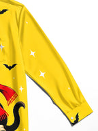 Oceanlyte Men's Long Sleeve Shirt - Halloween Black Cat With Red Scarf On Gift Box Print with Chest Pocket