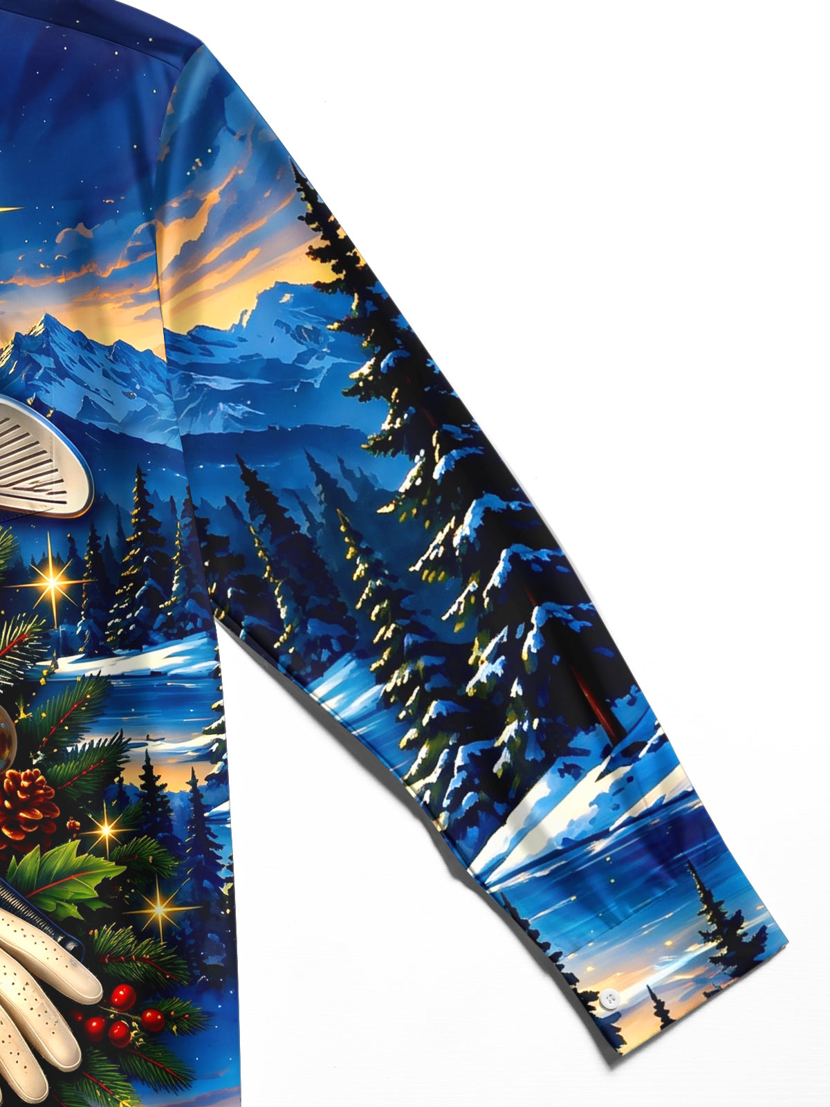 Oceanlyte Men's Long Sleeve Stand Collar Shirt - Golf Equipment And Christmas Ornaments Print