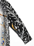 Oceanlyte Men's Graphic Saxophone And Floral Diamond Pattern Long Sleeve Shirt with Chest Pocket