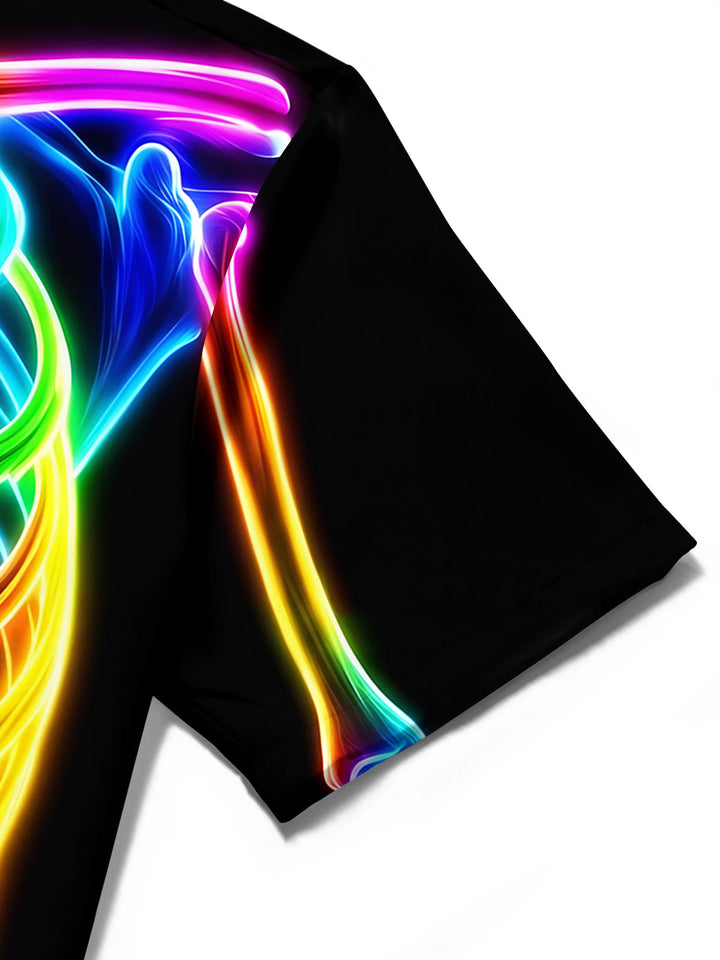 Colorful Skull Men's Pocket Short Sleeve Shirts