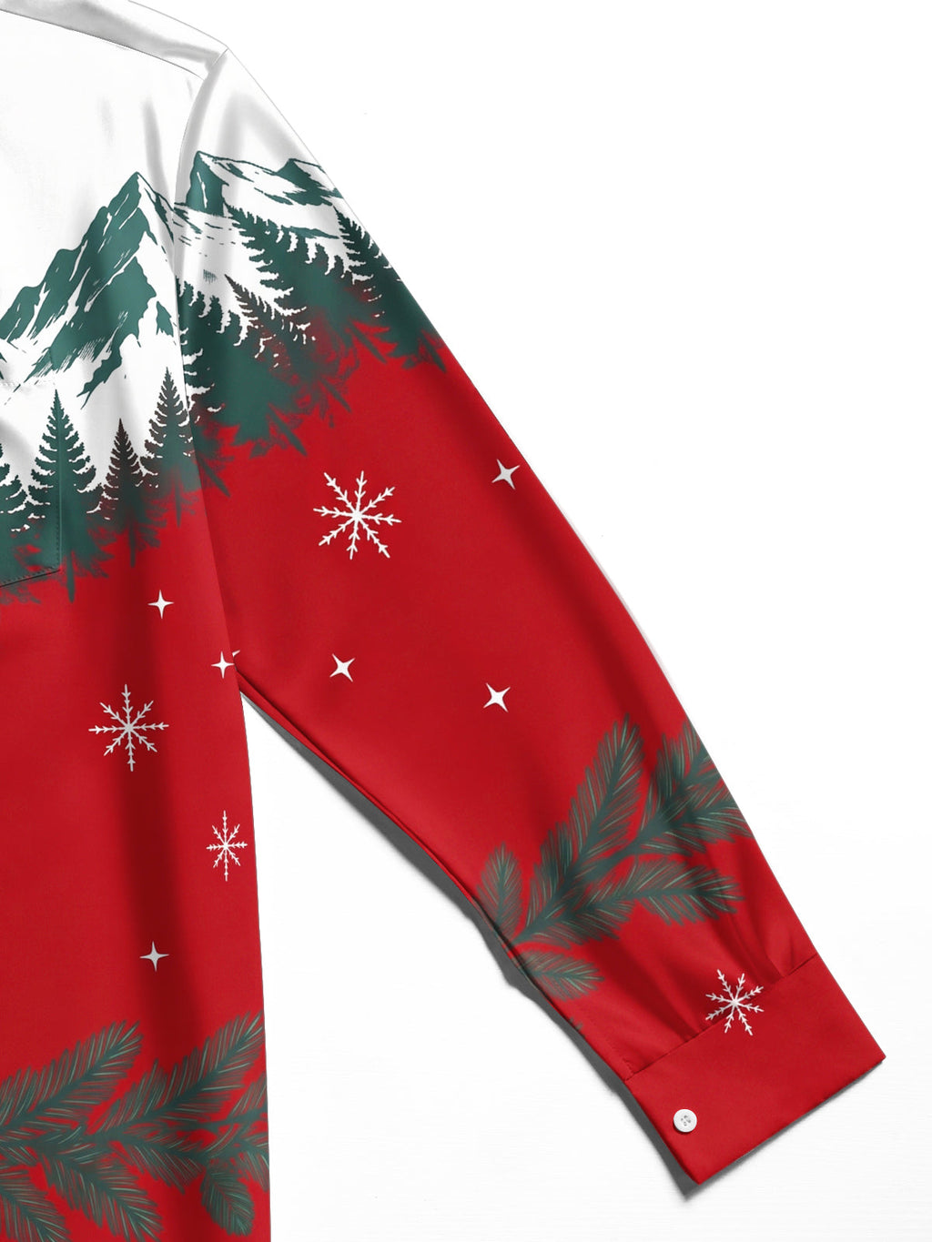 Oceanlyte Men's Printed Snowy Mountains And Pine Forest Print Long Sleeve Shirt with Chest Pocket