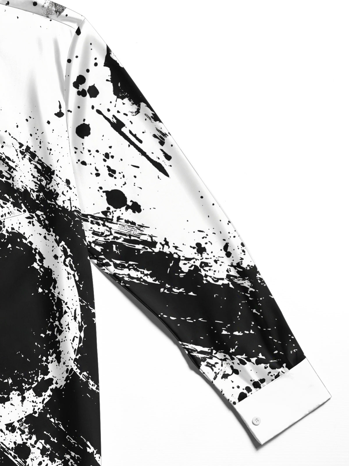 Oceanlyte Men's Abstract Black And White Ink Splatter Print Long Sleeve Shirt with Chest Pocket