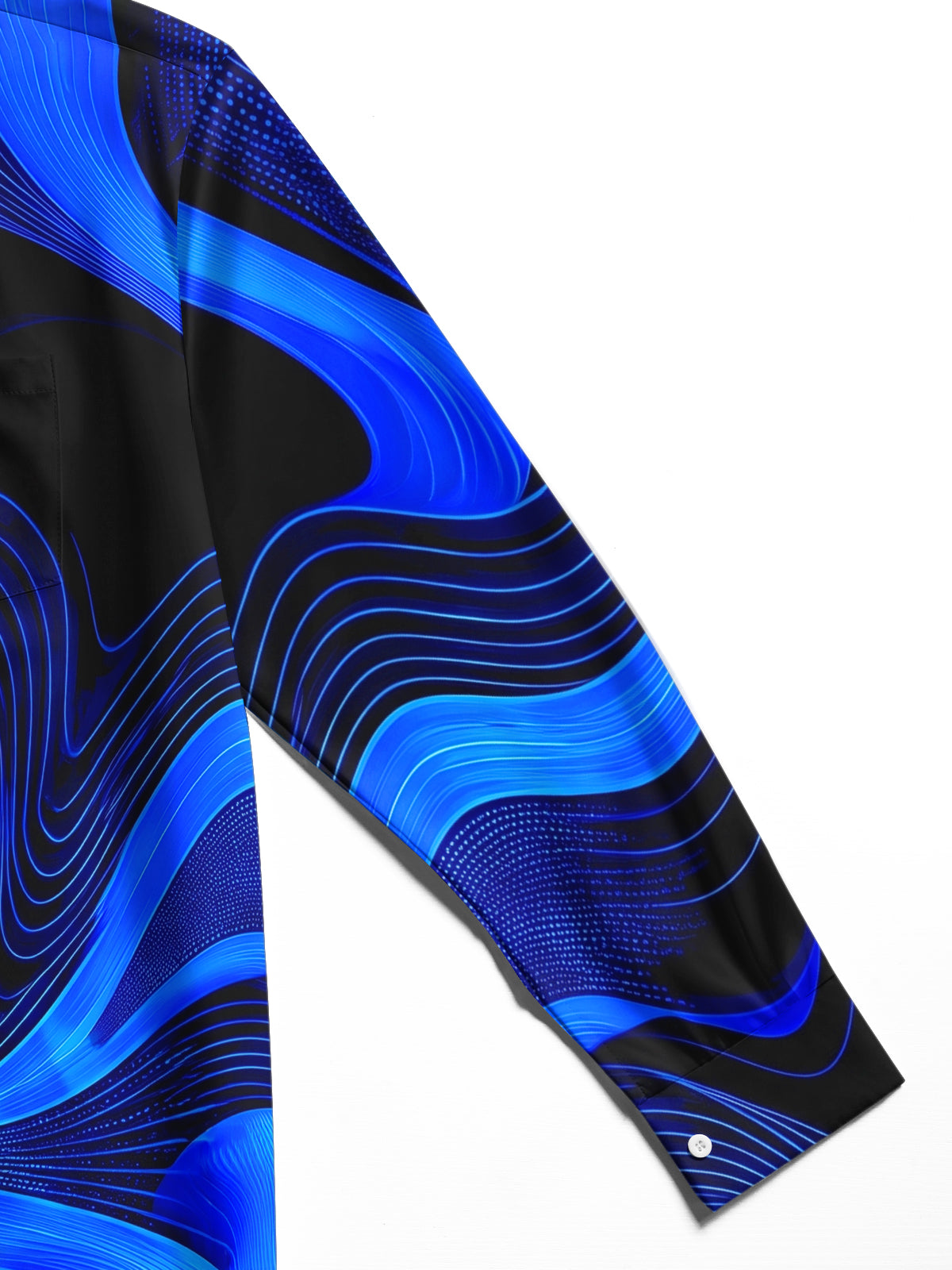 Oceanlyte Men's Abstract Abstract Blue And Black Swirl Pattern Long Sleeve Shirt with Chest Pocket