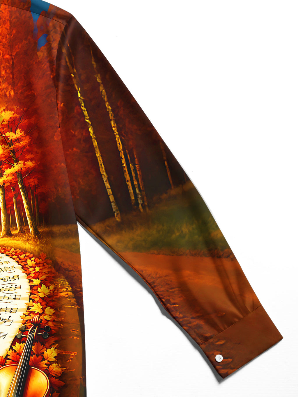 Oceanlyte Men's Hawaiian Violin Print Autumn Print Long Sleeve Shirt with Chest Pocket